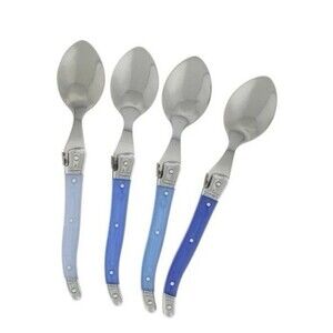 Laguiole 4 Coffee Spoons French Home Shades Blue Bee Stainless Steel Box Set New